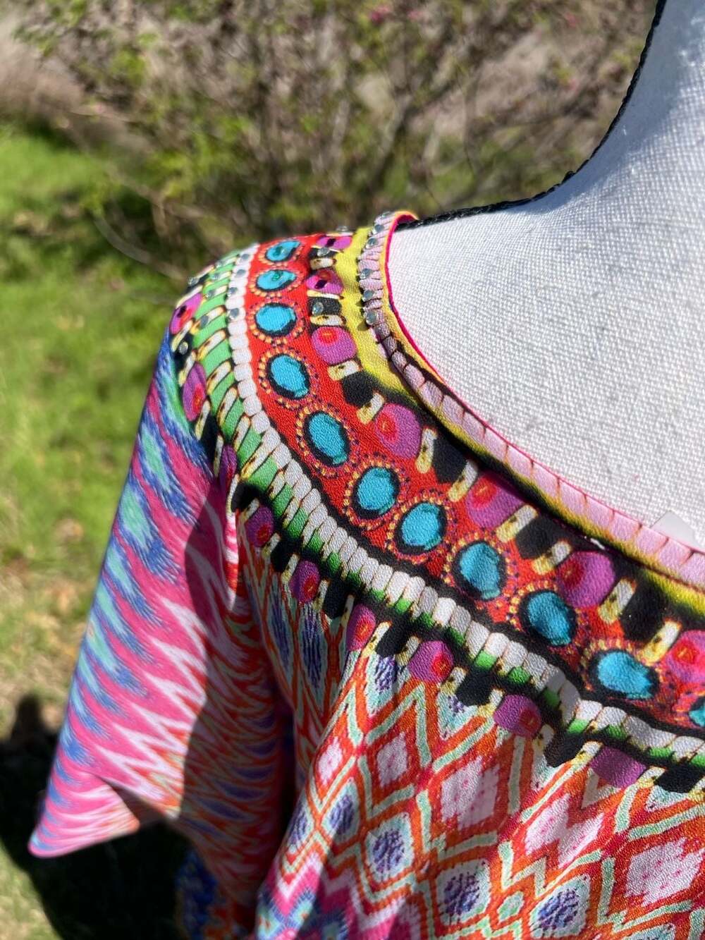 True Colours By La Moda Embellished Lace-Up Kaftan Dress - Picture 9 of 15